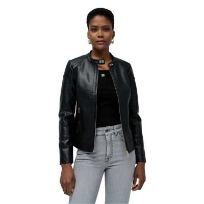 яке,дамски,якета,и,палта,salsa,jeans,basic,slim,fit,leather,jacket,black
