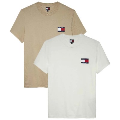 тениска,мъжки,тениски,tommy,jeans,essential,flag,slim,fit,short,sleeve,t,shirt,2,units,white