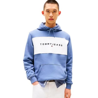 суичър,мъжки,пуловери,tommy,jeans,linear,logo,regular,fit,hoodie,blue
