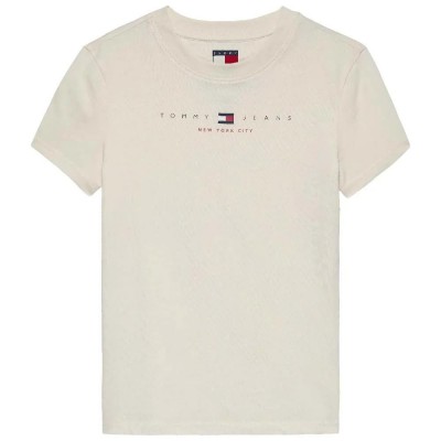 тениска,дамски,тениски,tommy,jeans,us,linear,slim,fit,short,sleeve,t,shirt,beige,(ancient,white)