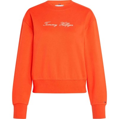 блуза,дамски,блузи,tommy,hilfiger,script,regular,fit,sweatshirt,brilliant,orange,(orange)