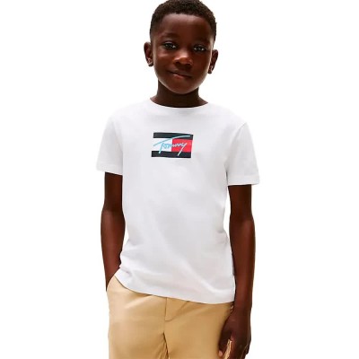 тениска,детски,тениски,tommy,hilfiger,script,flag,print,short,sleeve,t,shirt,white