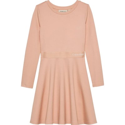 дънки,детски,поли,и,рокли,calvin,klein,jeans,logo,tape,long,sleeve,short,dress,orange