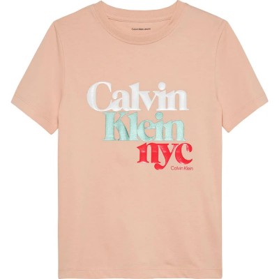 тениска,детски,тениски,calvin,klein,jeans,pearl,signature,new,york,regular,fit,short,sleeve,t,shirt,orange,pink,(spanish,villa)