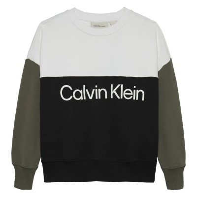 блуза,детски,блузи,calvin,klein,jeans,terry,blocking,sweatshirt,multicolor,(ck,black,olive,white)