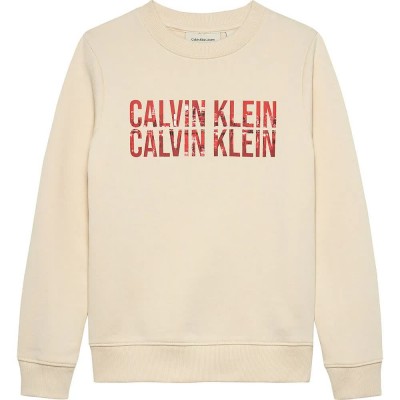 блуза,детски,блузи,calvin,klein,jeans,terry,seasonal,logo,sweatshirt,beige