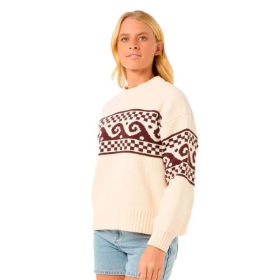блуза,дамски,пуловери,дамски,плетени,дрехи,rip,curl,soleil,sweater,brown,off,white
