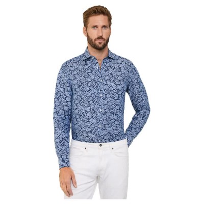 риза,с,дълъг,ръкав,мъжки,ризи,façonnable,palm,long,sleeve,shirt,naval,blue,(blue)