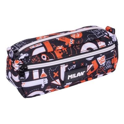 канцеларски,принадлежности,milan,2,zipped,rectangular,pencil,case,fingers,special,series,black,(multicolor)