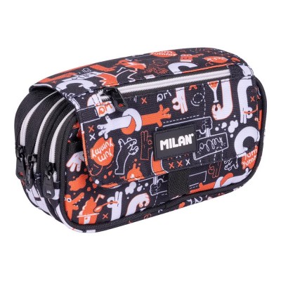 канцеларски,принадлежности,milan,4,zipped,pencil,case,with,a,flap,fingers,special,series,black,(multicolor)