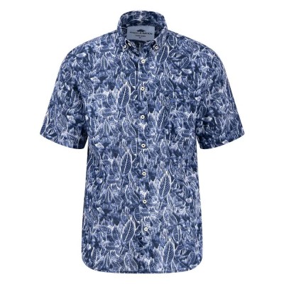 риза,с,къс,ръкав,мъжки,ризи,fynch,hatton,15046111,summer,linen,prints,short,sleeve,shirt,blue,(navy)