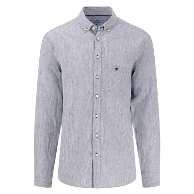 риза,с,дълъг,ръкав,мъжки,ризи,fynch,hatton,15046160,linen,fine,stripe,long,sleeve,shirt,navy,(grey)