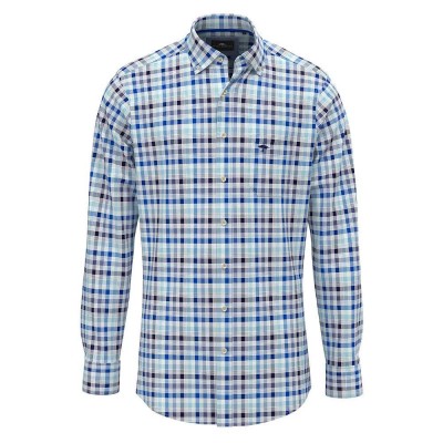карирана,риза,мъжки,ризи,fynch,hatton,classic,combi,checks,long,sleeve,shirt,blue,(navy)