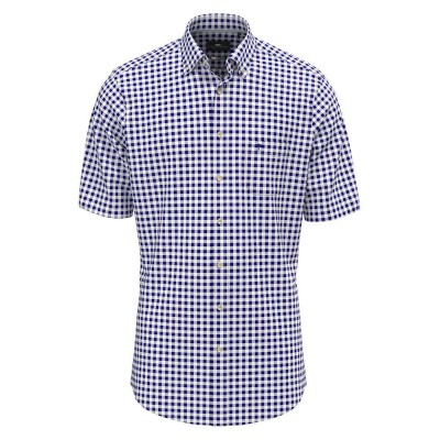 карирана,риза,мъжки,ризи,fynch,hatton,seersucker,check,short,sleeve,shirt,blue,(navy)