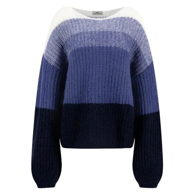 блуза,дамски,пуловери,дамски,плетени,дрехи,fynch,hatton,stripe,loose,hairy,sweater,blue