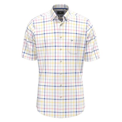 карирана,риза,мъжки,ризи,fynch,hatton,summer,oxford,check,short,sleeve,shirt,white