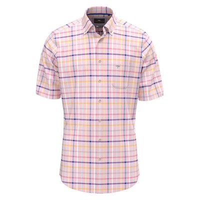 карирана,риза,мъжки,ризи,fynch,hatton,summer,oxford,check,short,sleeve,shirt,pink,(peony)