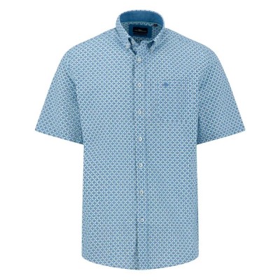риза,с,къс,ръкав,мъжки,ризи,fynch,hatton,summer,poplin,print,short,sleeve,shirt,minty,green,(blue)