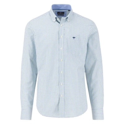 карирана,риза,мъжки,ризи,fynch,hatton,summer,oxford,check,long,sleeve,shirt,blue
