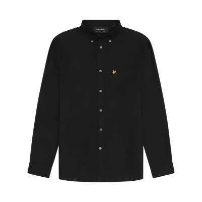 риза,с,дълъг,ръкав,мъжки,ризи,lyle,&,scott,plain,oxford,long,sleeve,shirt,jet,black,(black)