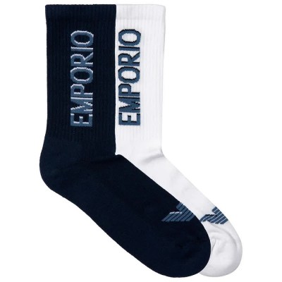 чорапи,мъжки,чорапи,emporio,armani,em000543,af12299,short,socks,2,pairs,white,blue,(armani,blue,white)