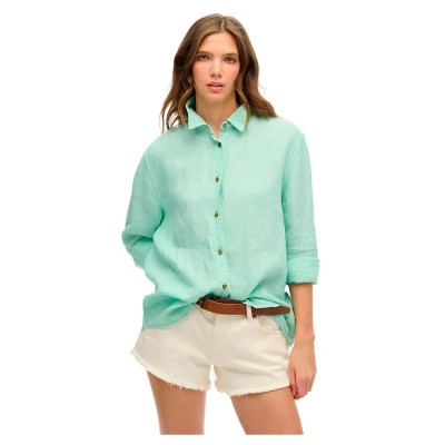 риза,с,дълъг,ръкав,дамски,блузи,дамски,ризи,superdry,casual,linen,boyfriend,long,sleeve,shirt,green,(sea,foam,green)