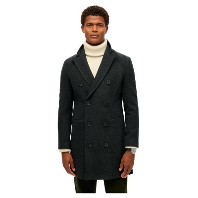 палто,мъжки,якета,superdry,merchant,town,coat,black,herringbone,(black)