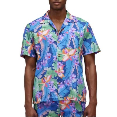 риза,с,къс,ръкав,мъжки,ризи,sundek,floreale,all,over,short,sleeve,shirt,blue