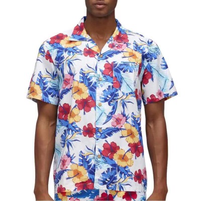 риза,с,къс,ръкав,мъжки,ризи,sundek,floreale,all,over,short,sleeve,shirt,white