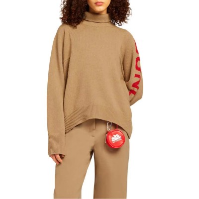 блуза,дамски,пуловери,дамски,плетени,дрехи,sundek,high,neck,sweater,brown