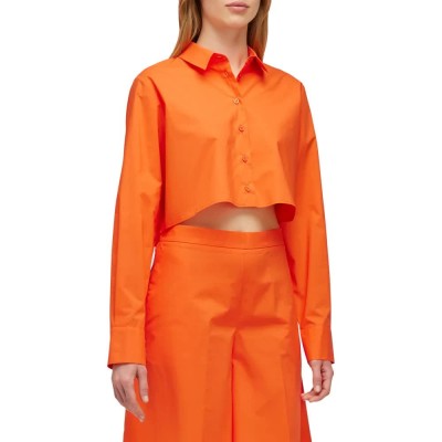 риза,с,дълъг,ръкав,дамски,блузи,дамски,ризи,sundek,popeline,long,sleeve,shirt,sunrise,(orange)