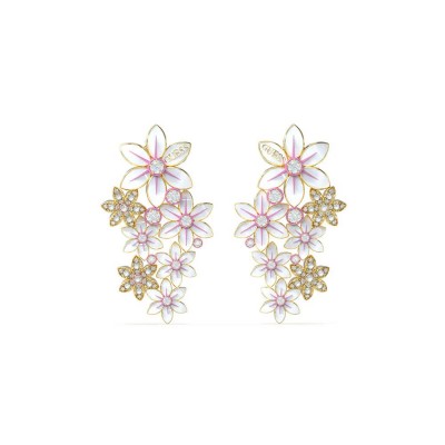 бижутерия,guess,jube04129,white,lotus,earrings,golden