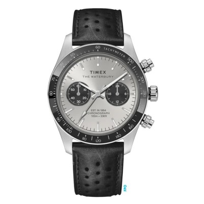 часовник,часовници,timex,waterbury,watch,black,silver,dial,(silver)