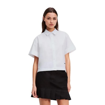 риза,с,дълъг,ръкав,дамски,блузи,дамски,ризи,karl,lagerfeld,boxy,denim,long,sleeve,shirt,white