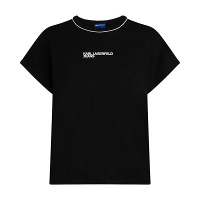 тениска,дамски,тениски,karl,lagerfeld,drapey,logo,short,sleeve,t,shirt,black