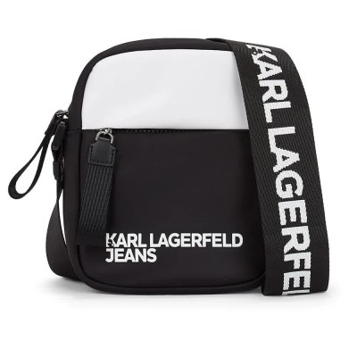чанти,за,през,рамо,karl,lagerfeld,essential,nylon,ns,crossbody,white,black,(black)