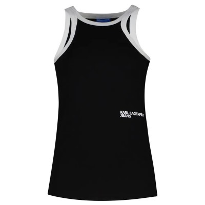тениска,дамски,тениски,karl,lagerfeld,milano,racer,sleeveless,t,shirt,black