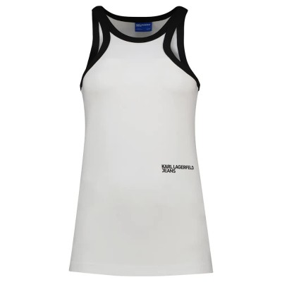 тениска,мъжки,тениски,дамски,тениски,karl,lagerfeld,jeans,milano,racer,sleeveless,t,shirt,white,(white)