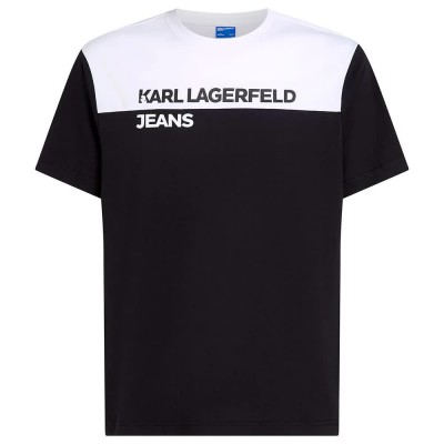 тениска,мъжки,тениски,karl,lagerfeld,reg,blocked,short,sleeve,t,shirt,white,black,(black)