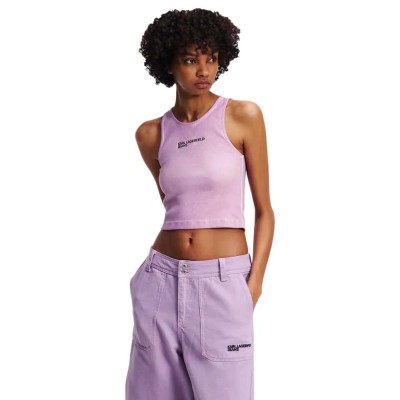 тениска,дамски,тениски,karl,lagerfeld,washed,ribbed,sleeveless,t,shirt,lavendula,(purple)