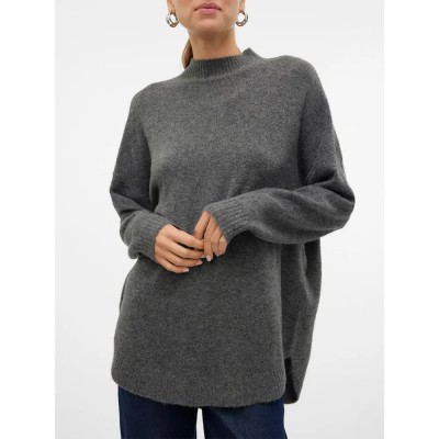 блуза,дамски,пуловери,дамски,плетени,дрехи,vero,moda,plaza,high,neck,sweater,refurbished,grey,(medium,grey,melange)