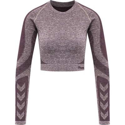 тениска,дамски,топове,hummel,kady,seamless,long,sleeve,t,shirt,grey,purple,(fudge,melange)
