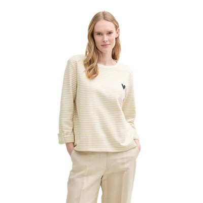 блуза,дамски,блузи,tom,tailor,striped,sweatshirt,beige,offwhite,regular,stripe,(beige)