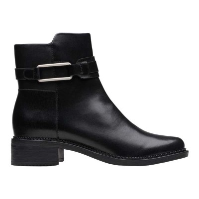 обувки,дамски,боти,clarks,shoes,maye,bella,booties,black,(black,leather)