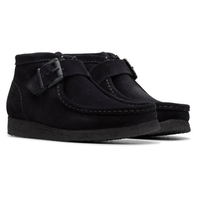 обувки,дамски,обувки,clarks,shoes,wallabee,buckle,shoes,black,(black,suede)