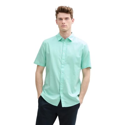 риза,с,къс,ръкав,мъжки,ризи,tom,tailor,fitted,structured,short,sleeve,shirt,green