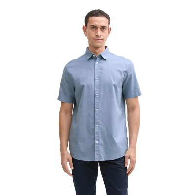 риза,с,къс,ръкав,мъжки,ризи,tom,tailor,fitted,structured,short,sleeve,shirt,dove,blue,(blue)