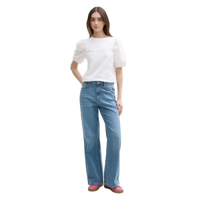 тениска,дамски,тениски,tom,tailor,puff,sleeve,short,sleeve,t,shirt,white
