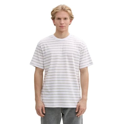 тениска,мъжки,тениски,tom,tailor,relaxed,striped,short,sleeve,t,shirt,white,(white,green,thin,stripe)