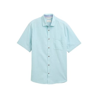 риза,с,къс,ръкав,мъжки,ризи,tom,tailor,1045098,short,sleeve,shirt,pastel,turquoise,chambray,(blue)